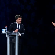 Nicușor Dan și George Simion FOTO AFP 