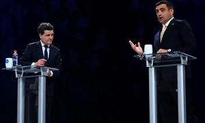 Nicușor Dan și George Simion FOTO AFP 