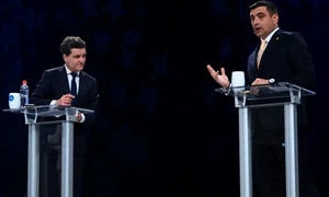 Nicușor Dan și George Simion FOTO AFP 