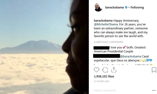 Imaginea pe care a postat o Barack pe Instagram cu Michelle a adunat aproape 2 milioane de aprecieri jpeg