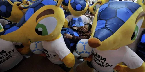 O angajata aranjeaza o papusa numita Fuleco the Armadillo mascota oficiala a cupei mondiale de fotbal FIFA 2014 la o fabrica din Tianchang provincia Anhui China FOTO Reuters