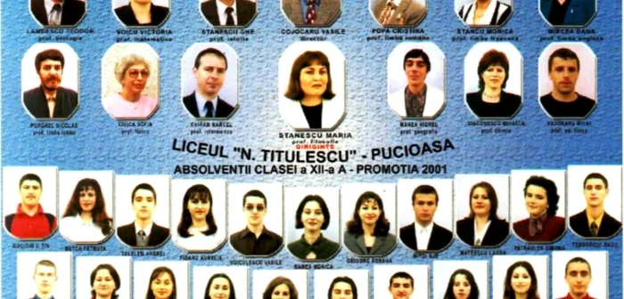 Vlad Vasile Voiculescu (al cincilea în primul rând de elevi) a absolvit liceul în 2001