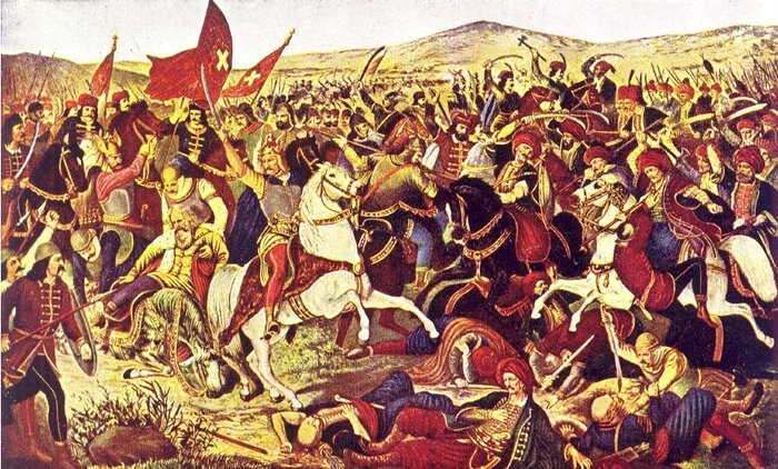 Reprezentare a bătăliei de la Kosovopoljie („Câmpia Mierlei”), din iunie 1389