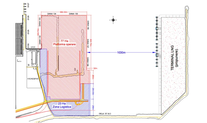 Proiectul terminalului LNG din Portul Constanța. Sursă: Masterplanul Portului Constanța
