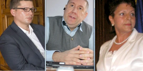 Duetul Bacalum (stânga)- Podaru (dreapta) i-au "tăiat capul" directorului Viorel Sandu. Colaj foto