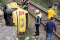 accident valcea 13 aprilie 2026 masina cazuta in apropiere de calea ferata FOTO: FB/Asul din Mânecă cu Liudmila Pintilie