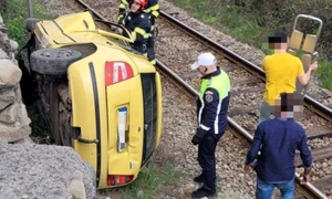 accident valcea 13 aprilie 2026 masina cazuta in apropiere de calea ferata FOTO: FB/Asul din Mânecă cu Liudmila Pintilie