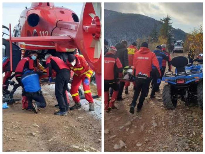 Tânăra a fost preluată de elicopterul SMURD. Foto: Jandarmeria Alba