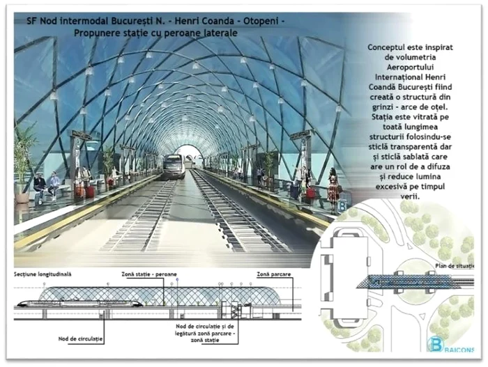 Stația va trece peste sensul giratoriu din dreptul parcării de la terminalul sosiri al aeroportului