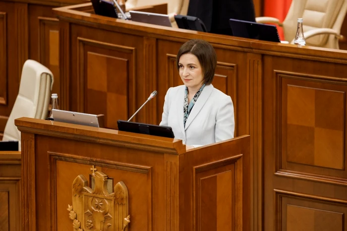 Maia Sandu a susținut un discurs în plenul Parlamentului moldovean. FOTO: Presedinte.md