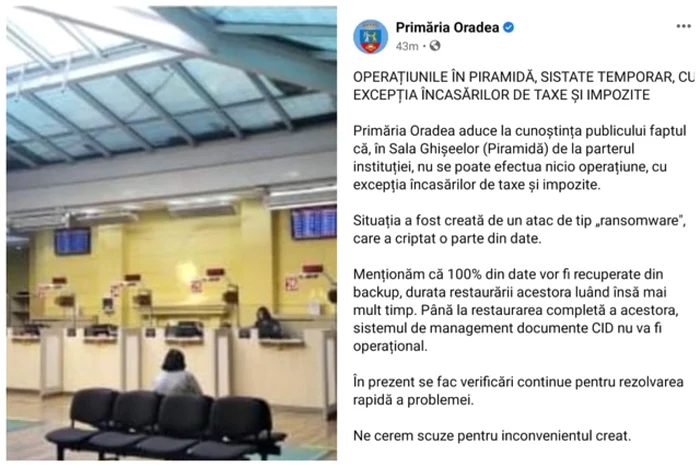 Luni dimineaţa, orădenii ajunşi cu treburi la Primăria Oradea  au găsit ghişeele goale.