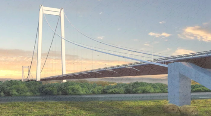 Podul suspendat va avea o înălţime de cel puţin 38 metri de la nivelul maxim de inundaţie al Dunării