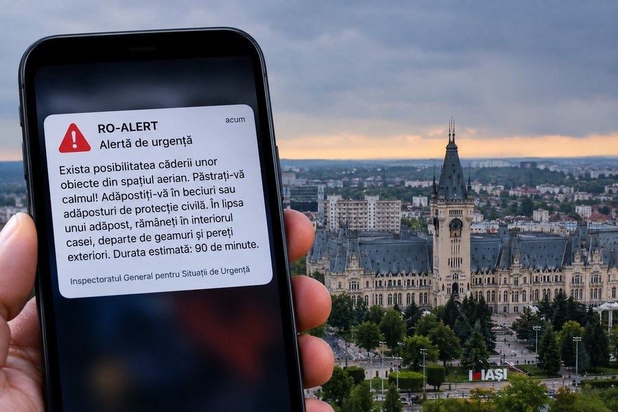 RO-Alert în mai multe județe din nordul Moldovei: Oamenii, avertizați cu privire la posibilitatea căderii unei drone ce vine din Republica Moldova