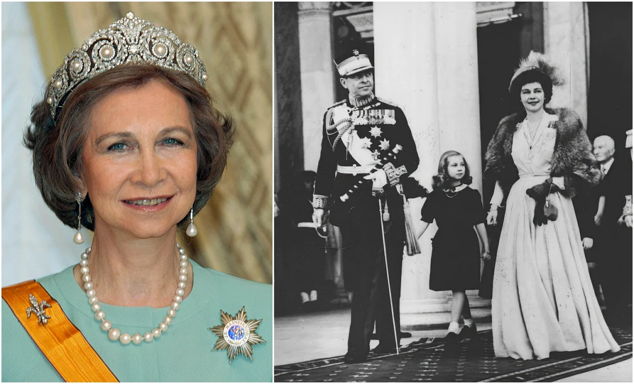 Regina Sofia a Spaniei cu părinții ei, Regele Pavlos și Regina Frederika ai Greciei. FOTO:Profimedia