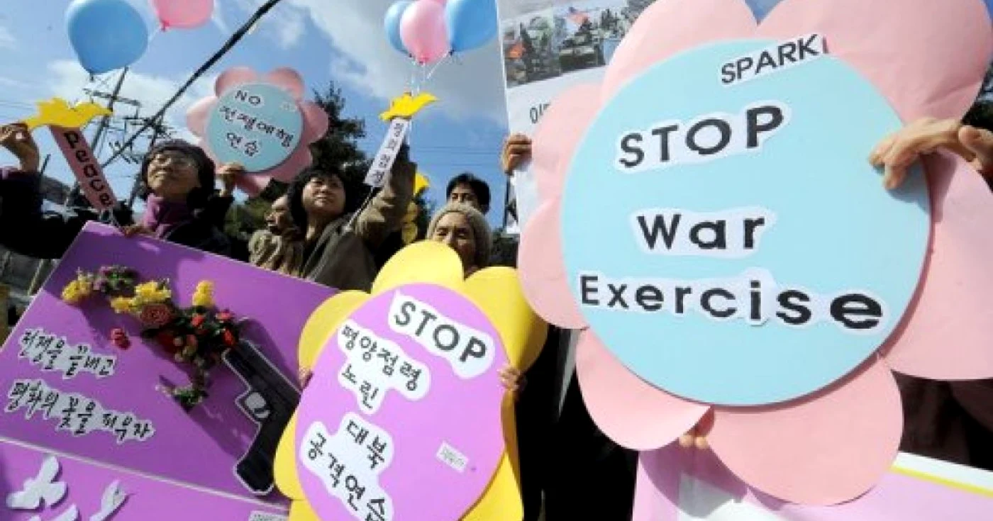 Activişti liberali sudcoreeni protestează faţă de manevrele denumite Key Resolve and Foal Eagle