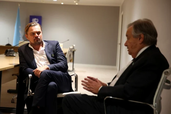 Leonardo Dicaprio şi Antonio Guterre, secretarul general al ONU FOTO Facebook