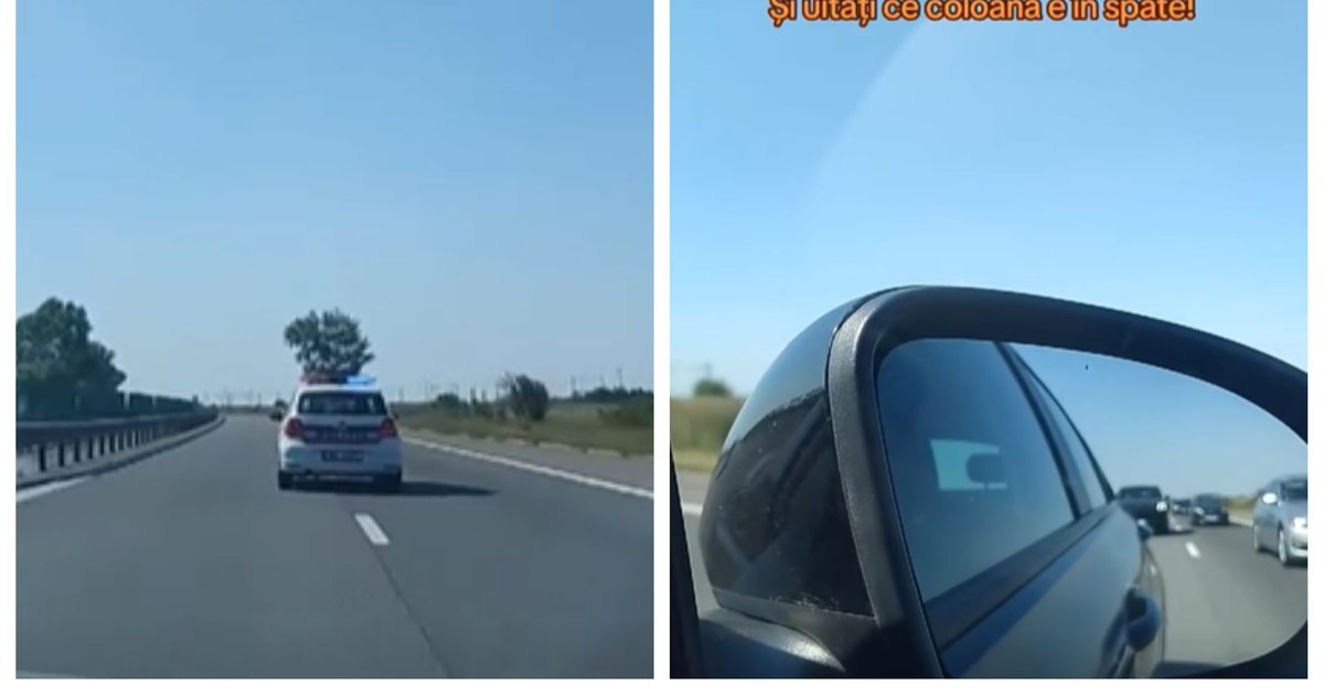 Un șofer a vrut să sune la 112 după ce a văzut că o mașină de Poliție merge între benzi pe autostradă. Ce înseamnă, de fapt, manevra