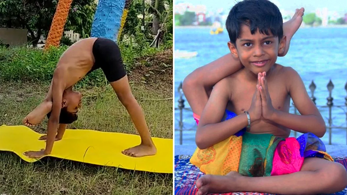 Pratyaksh Vijay are 6 ani si este cel mai tanar instructor de yoga