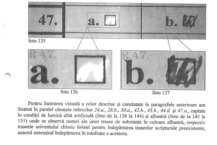 La lumină albastră, criminaliştii au sesizat ştersăturile făcute pe lucrarea profesorului Sorin Cuc