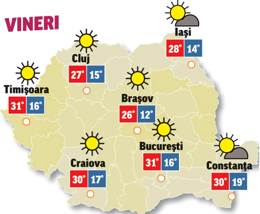 Astăzi vremea va fi însorită și caldă în majoritatea regiunilor