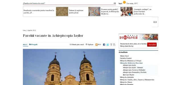 Anunţul de angajare de pe site-ul Arhiepiscopiei Iaşi