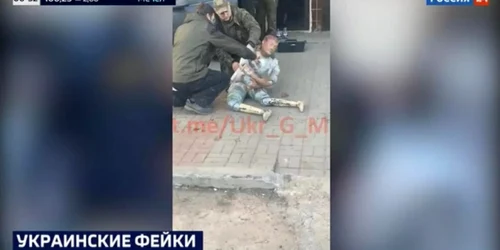 Captură din timpul emisiunii de la Russia24 în care se spune că imaginile sunt din Ucraina Foto - Captură video