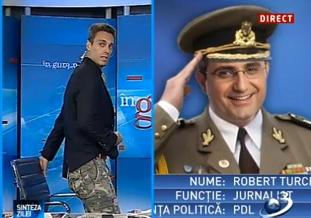 
    Mircea Badea face mişto de colonelul Turcescu (Foto: captură video Antena 3)  