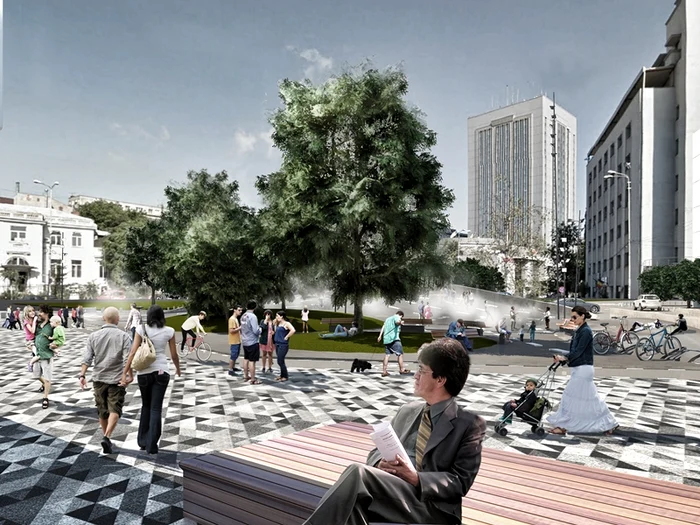 Zonă de relaxare în Piața Lahovary