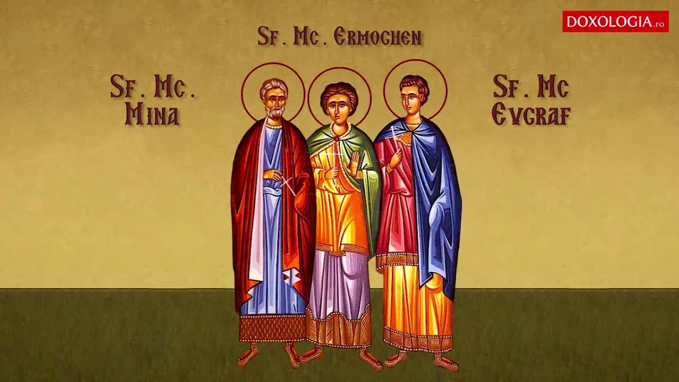 
    Sfinţii Mucenici Mina, Ermoghen şi Eugraffoto: doxologia.ro  