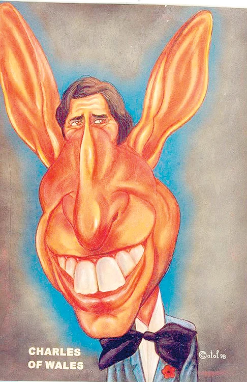 Prinţul Charles şi actorul Mircea  Diaconu, caricaturizaţi de Cătălin