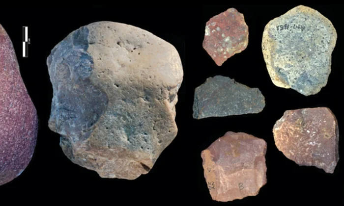 Unelte din piatră cu o vechime de circa 2,9 milioane de ani, descoperite în situl arheologic Nyayanga din Kenya (foto: T.W. Plummer, J.S. Oliver și E. M. Finestone, Homa Peninsula Paleoanthropology Project) 