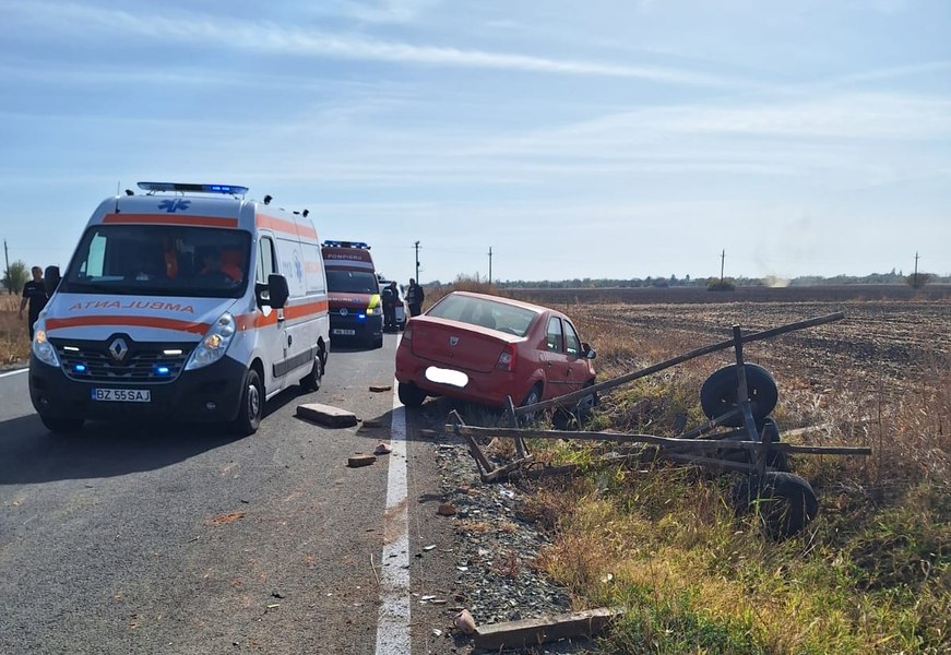 Doi copii, mama lor și un unchi, au ajuns la spital după ce căruța în care se aflau a fost spulberată de mașina unui octogenar