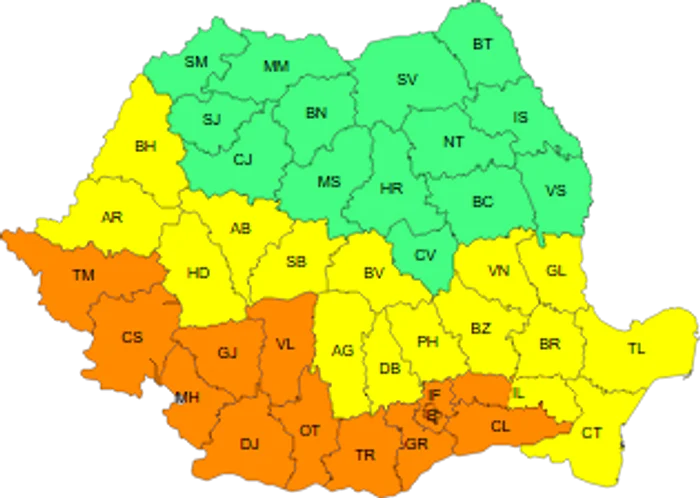 Avertizările Codportocaliu și Codgalben se mențin până vineri dimineață. FORO ANM