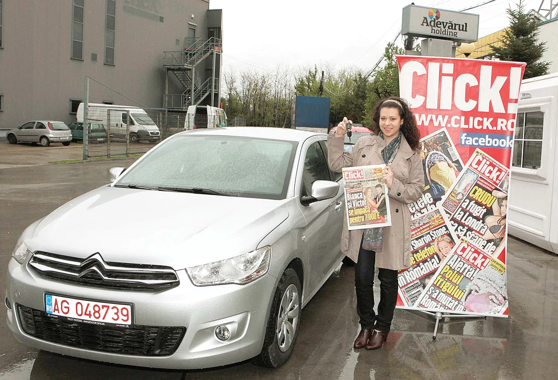 
    Cristina Bianca  Zamfira a câştigat la  a 11-a ediţie a concursului Click!MANIA un superb Citroën C-Elysée în valoare de 65.567 de leiFoto: Roberto Sălceanu  