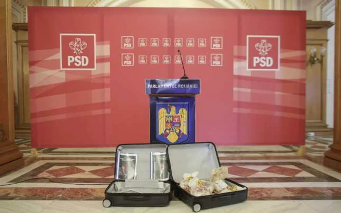 Doua valize pe holul din fata CEX-ului PSD Inquam Photos / Octav Ganea