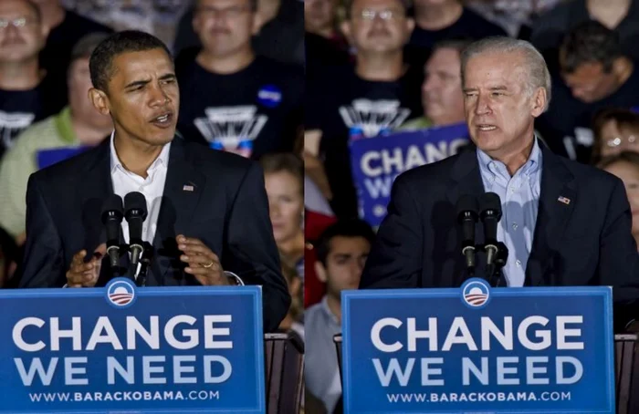 Candidatul democrat la şefia SUA, Barack Obama, şi nominalizatul la vicepreşedinţie, Joe Biden, în timpul campaniei electorale dinaintea alegerilor prezidenţiale din 6 noiembrie 2012 FOTO: Shutterstock