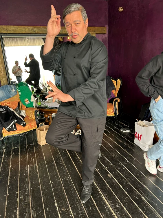 Alexandru Pop alias Văru Săndel, mereu plin de voie bună la filmări