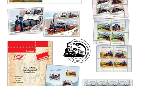 „Locomotive cu abur”, o emisiune filatelică cu o tematică de colecție (foto: Romfilatelia)