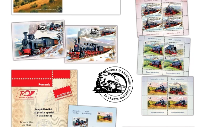 „Locomotive cu abur”, o emisiune filatelică cu o tematică de colecție (foto: Romfilatelia)