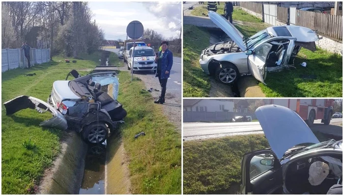 imaginile de la locul accidentului arată dimensiunea dezastrului. Practic, după ce s-a izbit de capul de pod, maşina s-a rupt efectiv în două. SURSA: Observatornews.ro