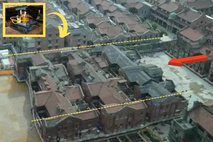 Clădirile tradiționale au fost mutate cu 432 de roboți (Foto: captura video/Oddity Central)