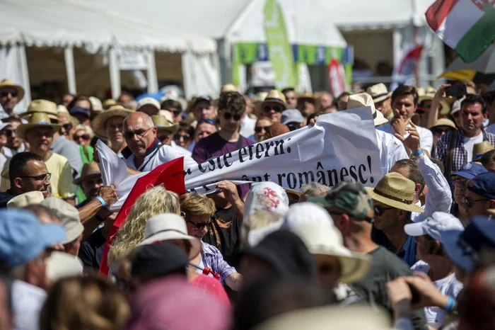 Incident Baile Tusnad Harghita banner Ceva este etern Translivania pamant romanesc 23 iulie 2022 FOTO Inquam Photos / Laszlo Beliczay