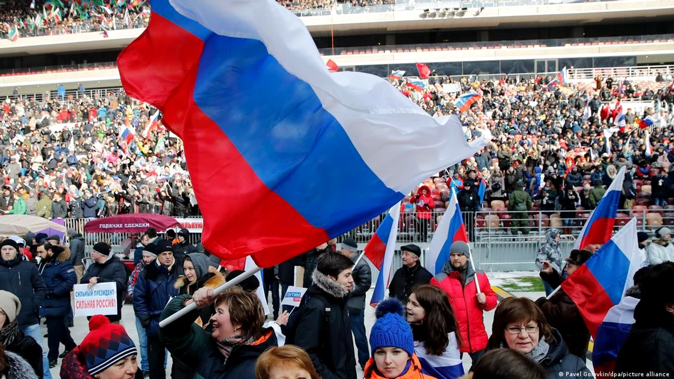 Martie 2018: miting pro-Putin pe un stadion din Moscova