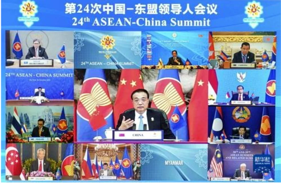 Foto: Cea de-a 24-a Reuniune a liderilor China-ASEAN s-a desfăşurat prin intermediul unei conferinţe video.