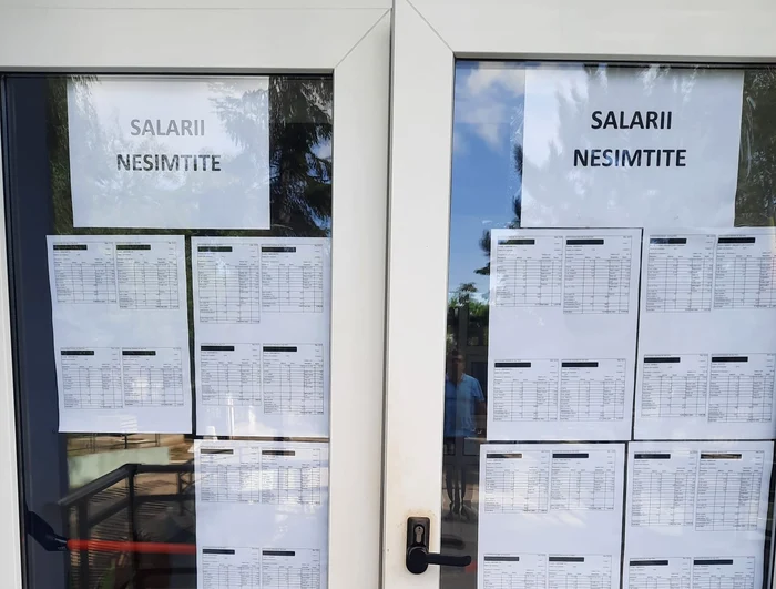 Angajații și-au pus salariile, considerate „nesimțite”, pe ușile instituțiilor Foto: BNS