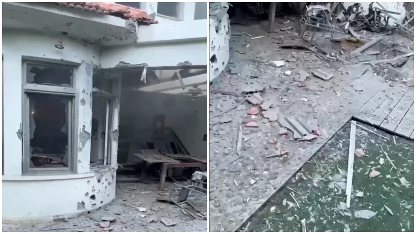 O bucată mare dintr-o rachetă interceptată a lovit o locuință. FOTO: captură video X