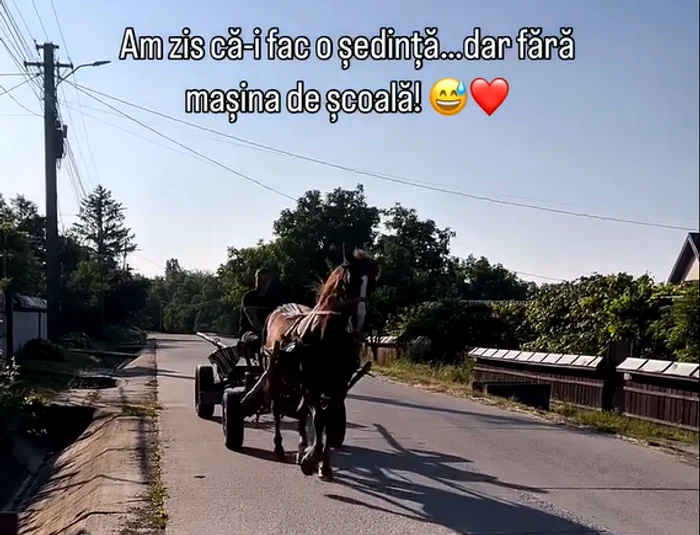 Cal și căruță, la lecția de condus FOTO: Captura video