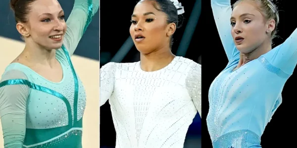 Jordan Chiles, Ana-Maria Bărbosu și Sabrina Maneca-Voinea. FOTO FRG