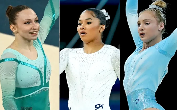 Jordan Chiles, Ana-Maria Bărbosu și Sabrina Maneca-Voinea. FOTO FRG