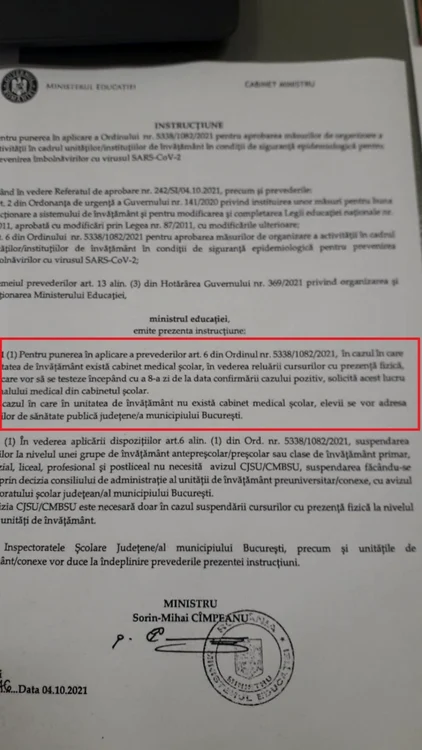 ministerele sanatatii si educatiei adrese